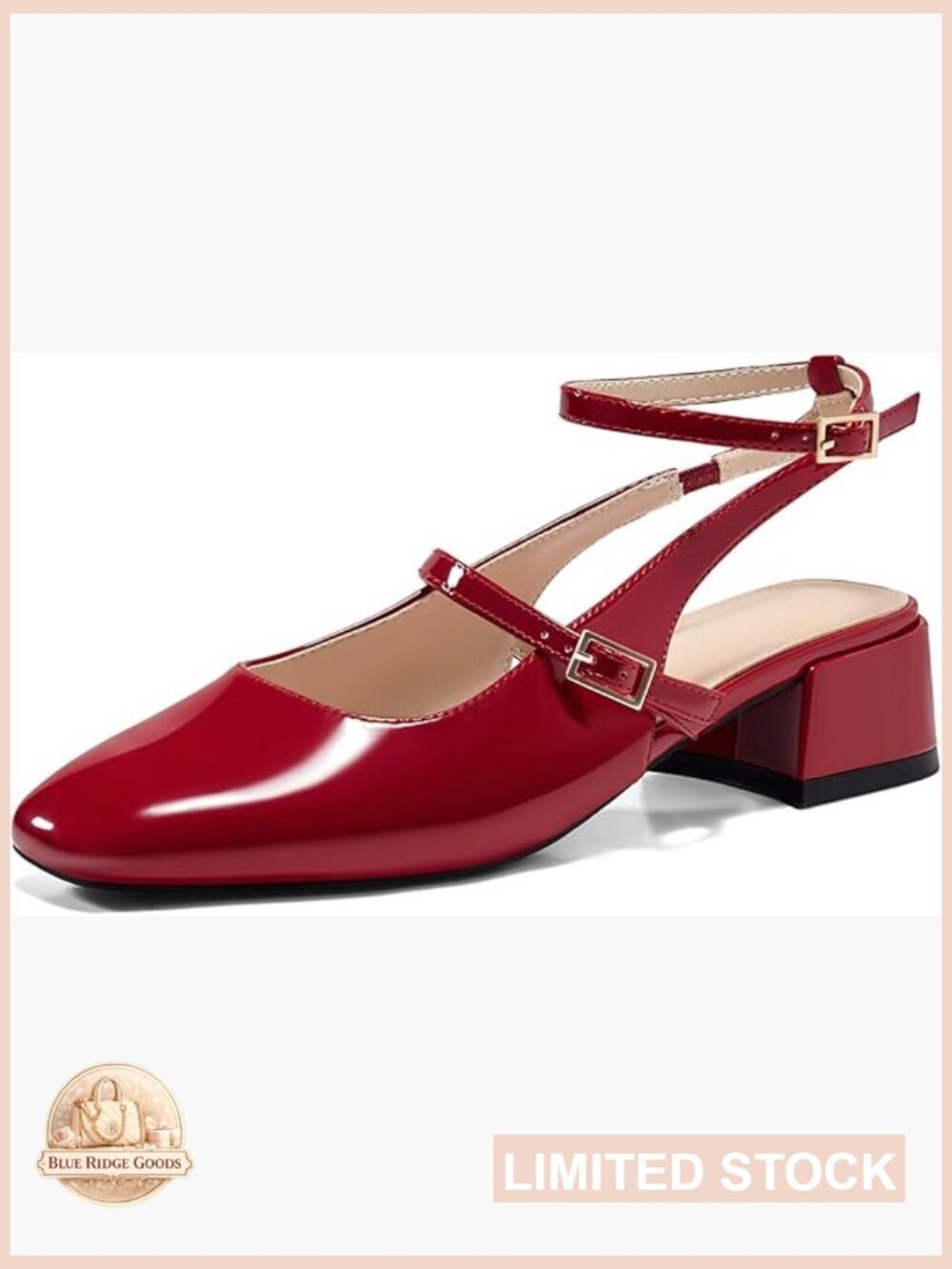 Women's Mary Jane Chunky Low Heels Square Toe Ankle Strap Pumps Dress Shoes